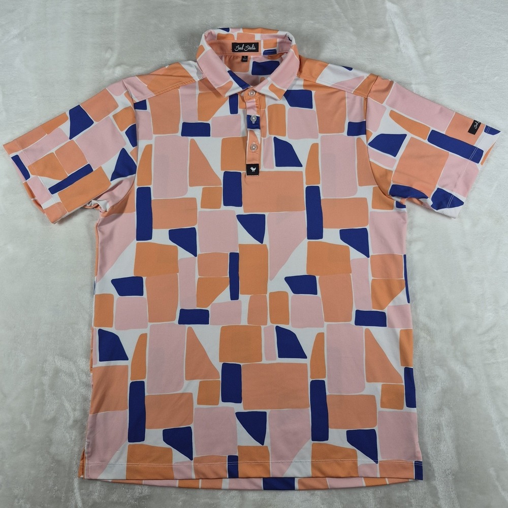 Bad Birdie Polo Shirt Men's Large Golf Performance Short Sleeve Geometric Casual